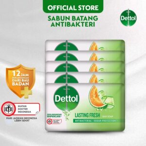 Dettol Lasting Fresh Anti-Bakteri Sabun Mandi [100 g/ 5 pcs]
