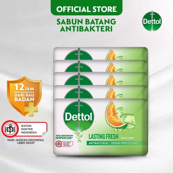 Dettol Lasting Fresh Anti-Bakteri Sabun Mandi [100 g/ 5 pcs]